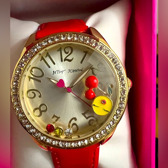 Betsey Johnson Accessories - Betsey Johnson - Gold/Red Strap Watch
